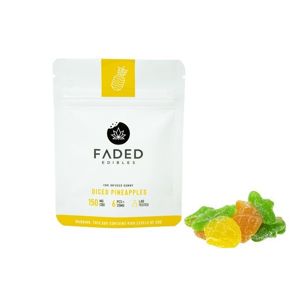 Faded Edibles – CBD 150mg Diced Pineapples | Green Leaf Express Canada