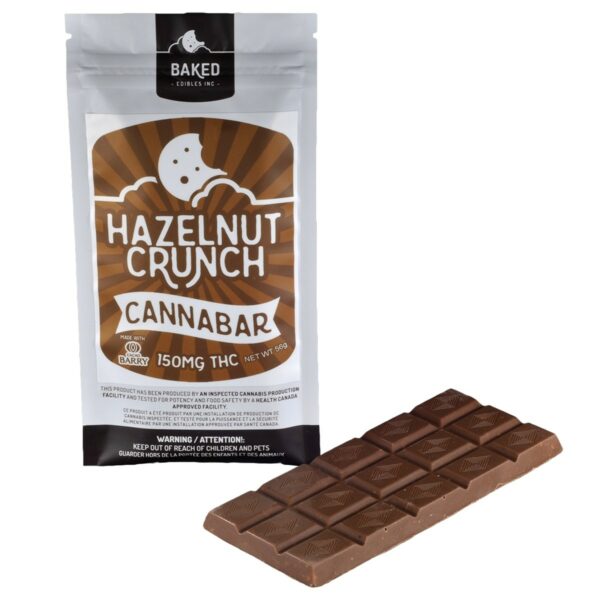 Baked Edibles – Chocolate Bar – Hazelnut Crunch 150mg THC | Green Leaf Express Canada