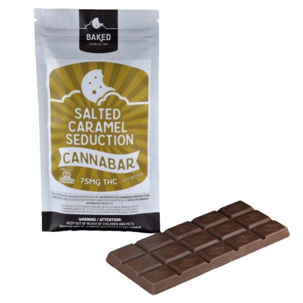 Baked Edibles – Chocolate Bar – Salted Caramel Seduction 75mg THC | Green Leaf Express Canada