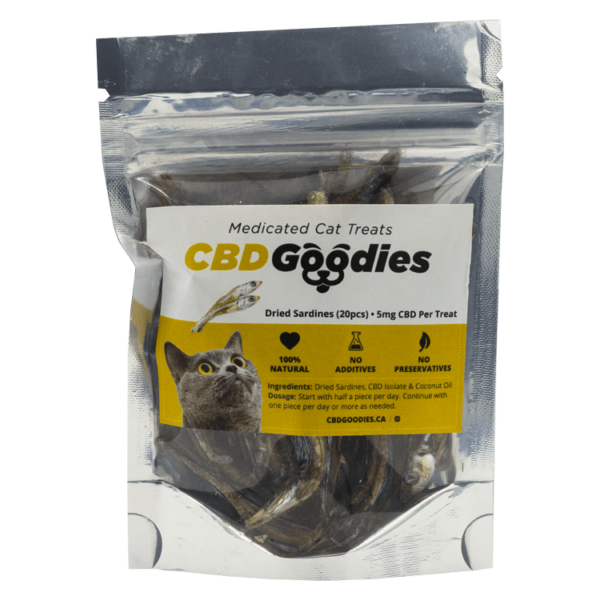 CBD Goodies – Medicated Cat Treats – Dried Sardines – 100mg CBD | Green Leaf Express Canada