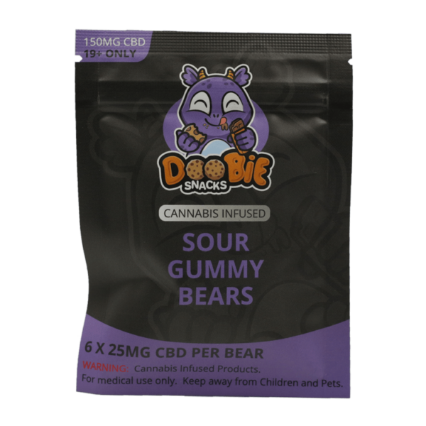 Doobie Snacks – CBD Sour Gummy Bears – 150mg CBD | Green Leaf Express Canada