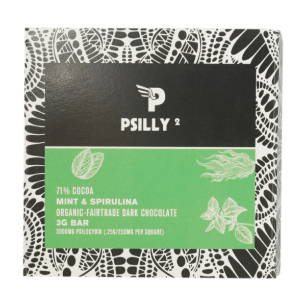 Psilly – Dark Chocolate Bar – Mint & Spirulina | Green Leaf Express Canada