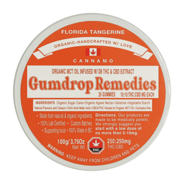 Gumdrop Remedies – Florida Tangerine 1:1 Gummies – 250mg THC/250mg CBD | Green Leaf Express Canada