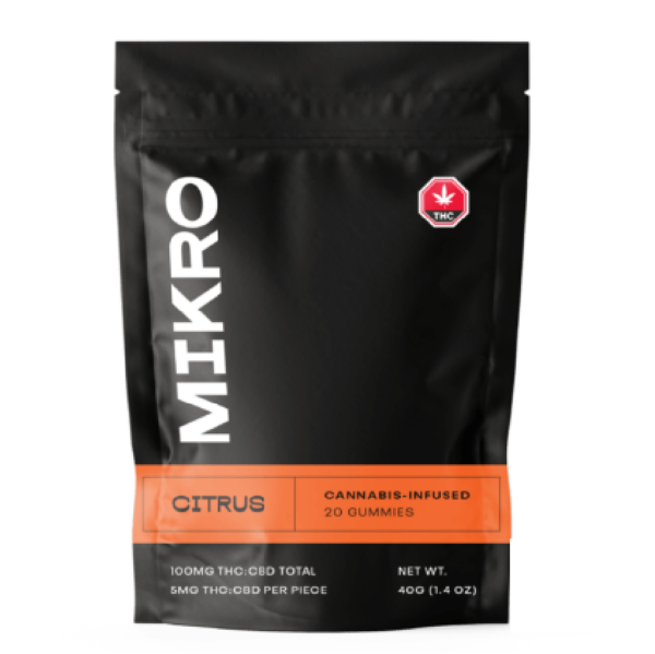 Mikro – 1:1 THC/CBD Gummies – 100mg – Citrus | Green Leaf Express Canada
