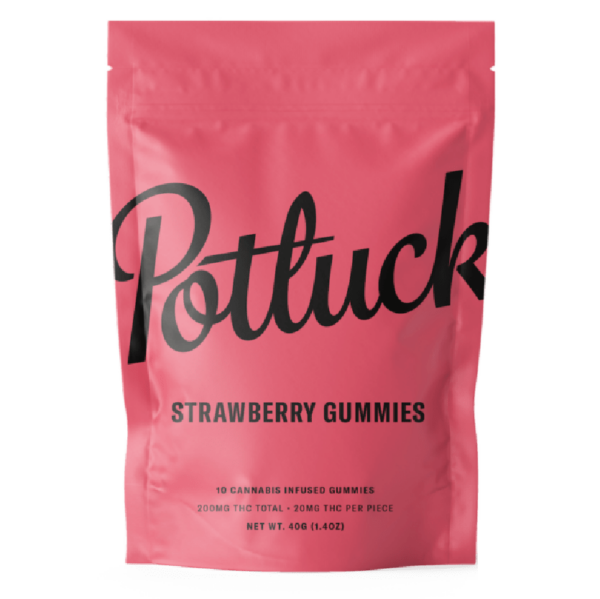 Potluck Extracts – Strawberry Gummies – 200mg THC | Green Leaf Express Canada